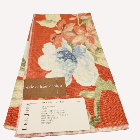 Jardin Prive Poppy Floral Fabric Swatch Lee Jofa Eric Cohler Design England - Picture 1 of 5